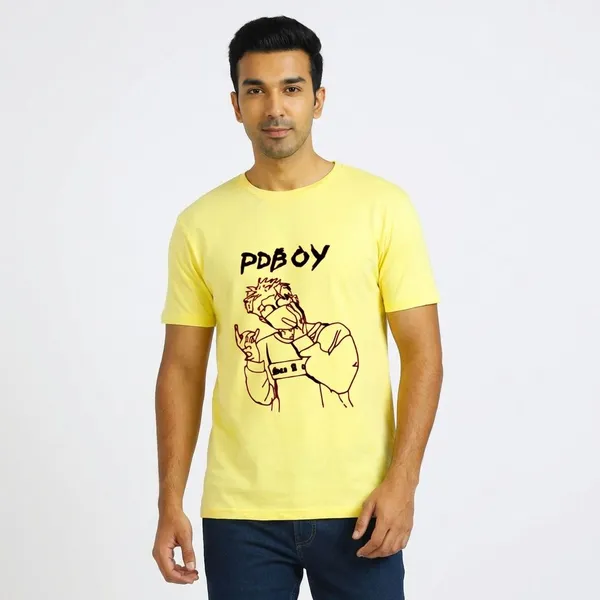 Yellow_Polycotton_Premium_T_Shirt_For_Men