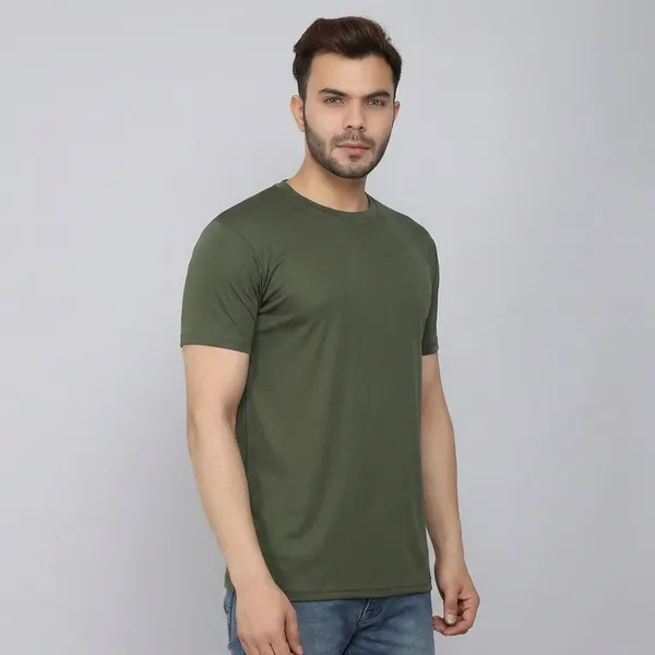 Dark_Green_Twill_Fabric_Premium_T_Shirt_For_Men