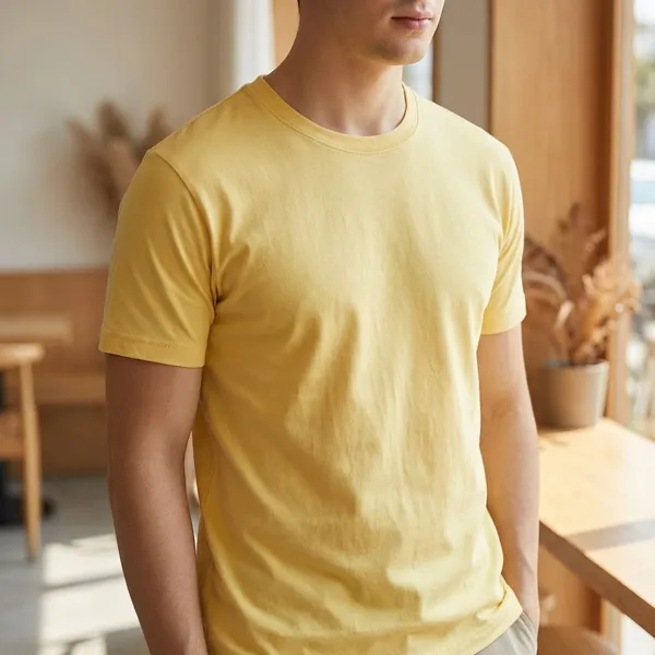 Light_Yellow_Twill_Fabric_Premium_T_Shirt_For_Men