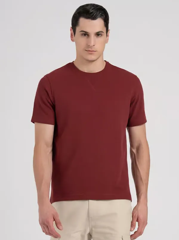 Dark_Red_Twill_Fabric_Premium_T_Shirt_For_Men