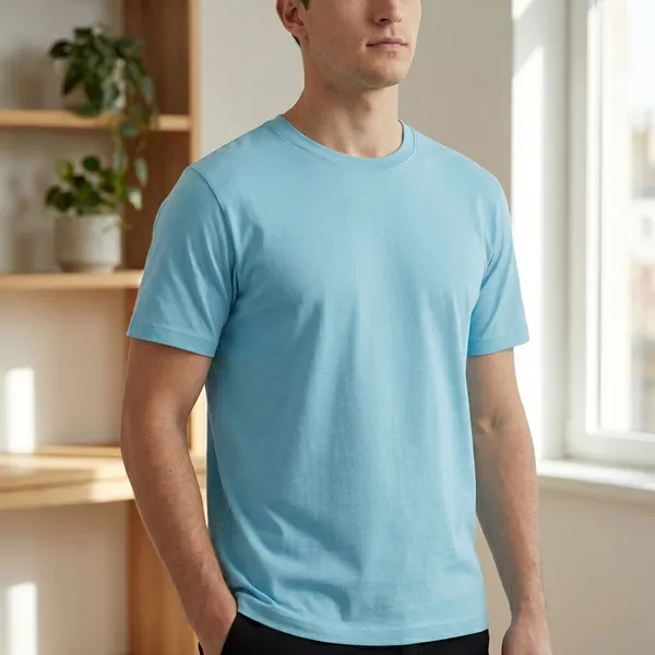 Sky_Blue_Twill_Fabric_Premium_T_Shirt_For_Men