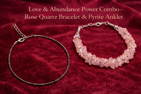 Love_&_Abundance_Power_Combo_–_Natural_Rose_Quartz_Bracelet_&_Pyrite_Crystal_Anklet