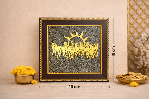 Raw_Pyrite_7_Horses_Frame_With_Vyapar_Vriddhi_Frame_–_Business_Growth_&_Prosperity_Combo