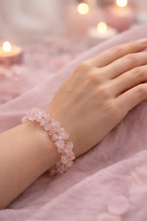 Rose_Quartz_Chips_Bracelet_For_Love,_Emotional_Healing_&_Self-Care