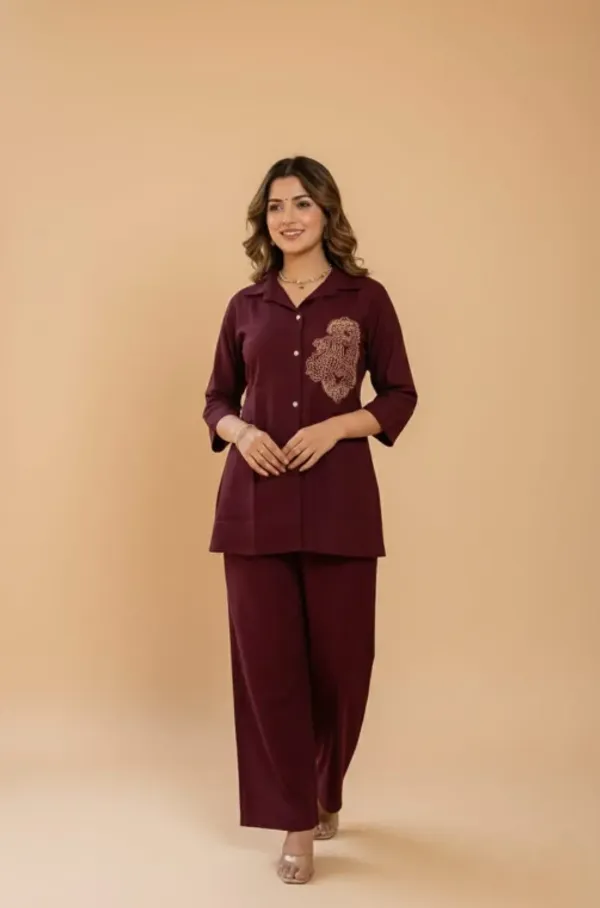 Wine_Premium_Vatican_Embroidered_Co-Ord_Set_For_Women