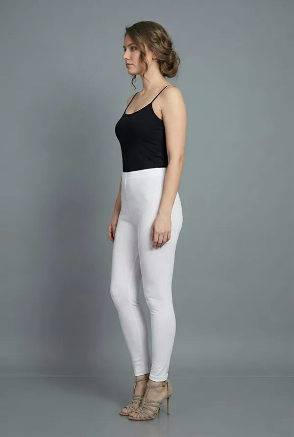 White_Cotton_Lycra_Premium_Ankle_Length_Leggings_For_Women