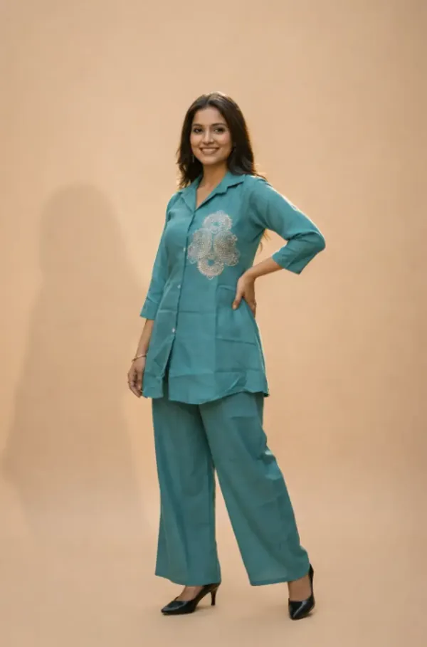 Teal_Green_Premium_Vatican_Embroidered_Co-Ord_Set_For_Women