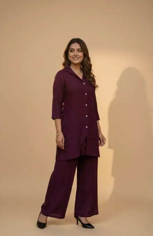 Wine_Premium_Vatican_Solid_Co-Ord_Set_For_Women
