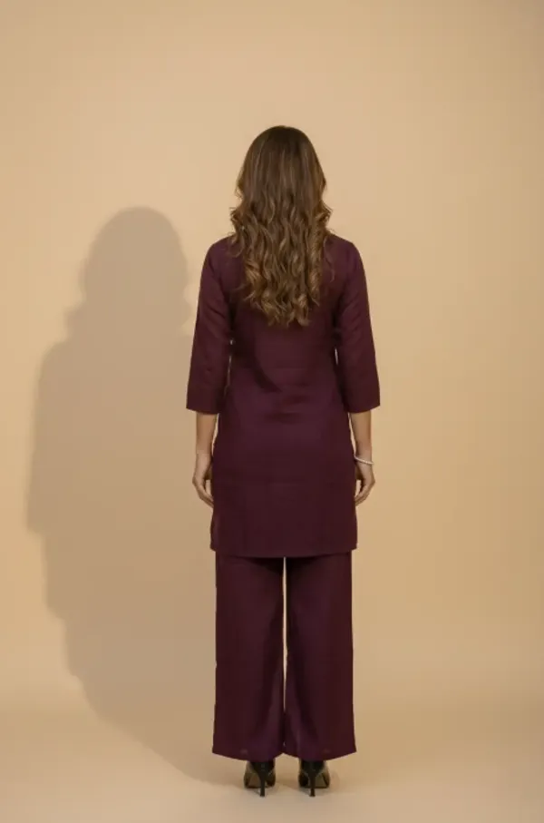 Wine_Premium_Vatican_Solid_Co-Ord_Set_For_Women