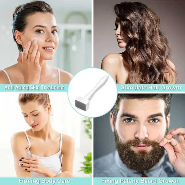 White_140_Titanium_Adjustable_Micro_Needles_Facial_Derma_Roller_Kit_For_Skin_Repair_Face_Hair_&_Beard_Growth