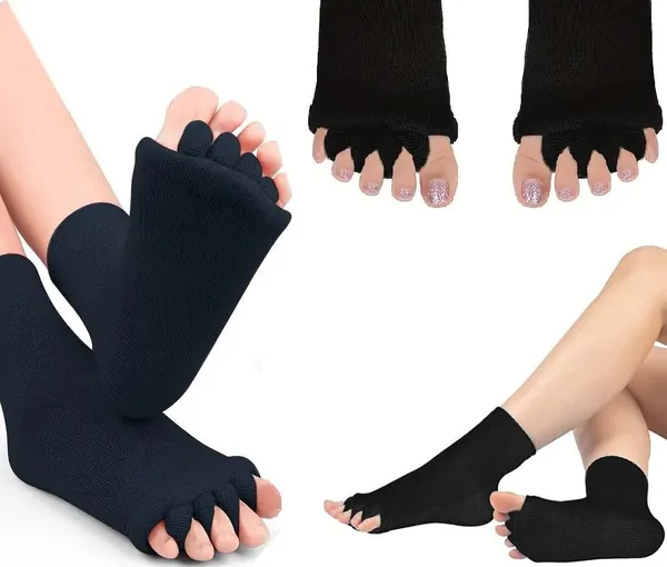 Black_Cotton_Foot_Alignment_Socks_5_Finger_Toe_Separator_For_Men_&_Women_Plantar_Fasciitis_Leg_Foot_Pain_Relief_Bunion_Corrector_Hallux_Valgus_Orthopaedic_Socks_For_Office_Yoga_Gym