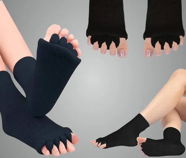 Black_Cotton_Foot_Alignment_Socks_5_Finger_Toe_Separator_For_Men_&_Women_Plantar_Fasciitis_Leg_Foot_Pain_Relief_Bunion_Corrector_Hallux_Valgus_Orthopaedic_Socks_For_Office_Yoga_Gym