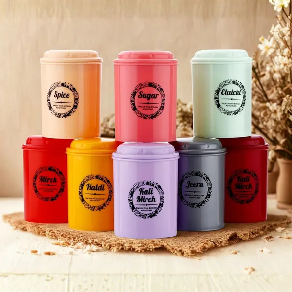 8_Pcs_multi_color_spice_and_masala_jar