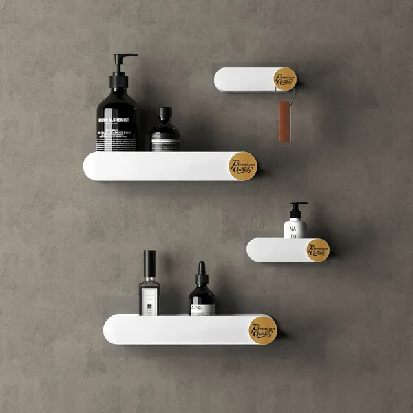 Pack_Of_2_Black_And_White_Self_Adhesive_Bathroom_Floating_Shelf