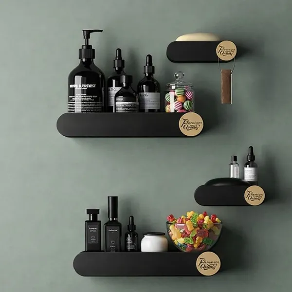 Pack_Of_2_Black_And_White_Self_Adhesive_Bathroom_Floating_Shelf