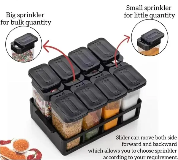 Set_Of_8_Black_Transparent_Multipurpose_Spice_Jar_With_Tray