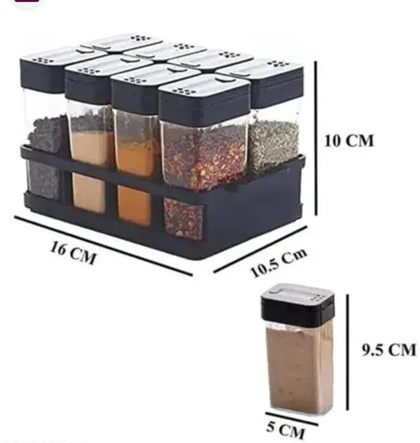 Set_Of_8_Black_Transparent_Multipurpose_Spice_Jar_With_Tray