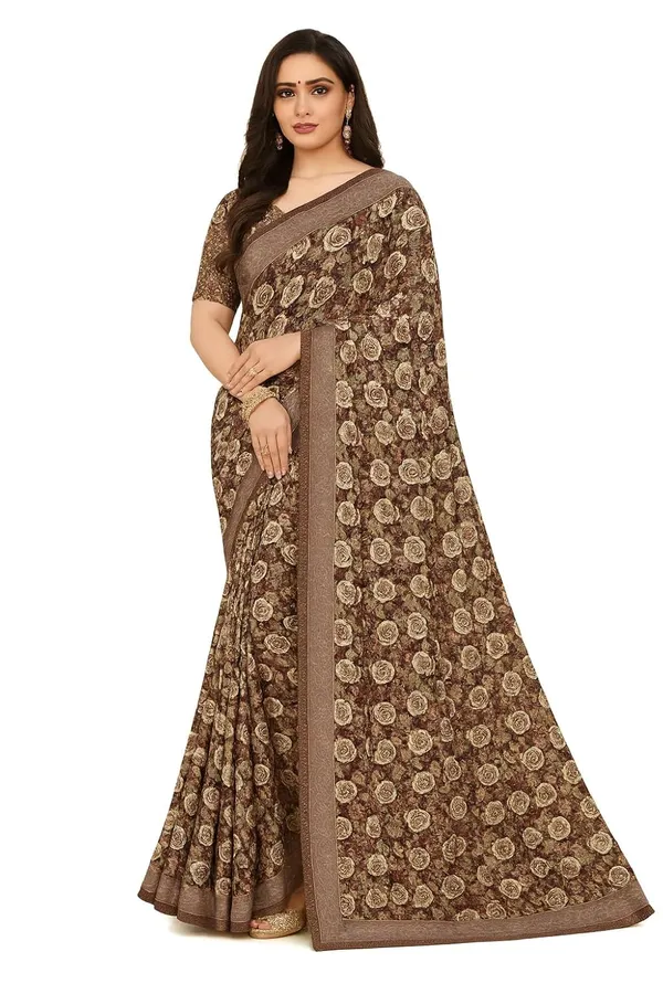 Brown_Premium_Satin_Silk_Saree_For_Women