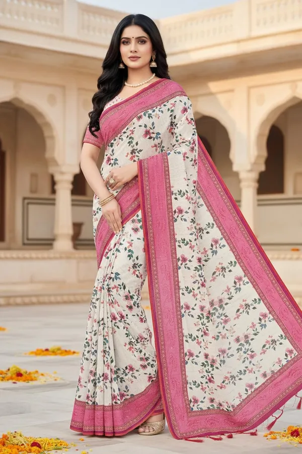 White_Premium_Cotton_Saree_For_Women