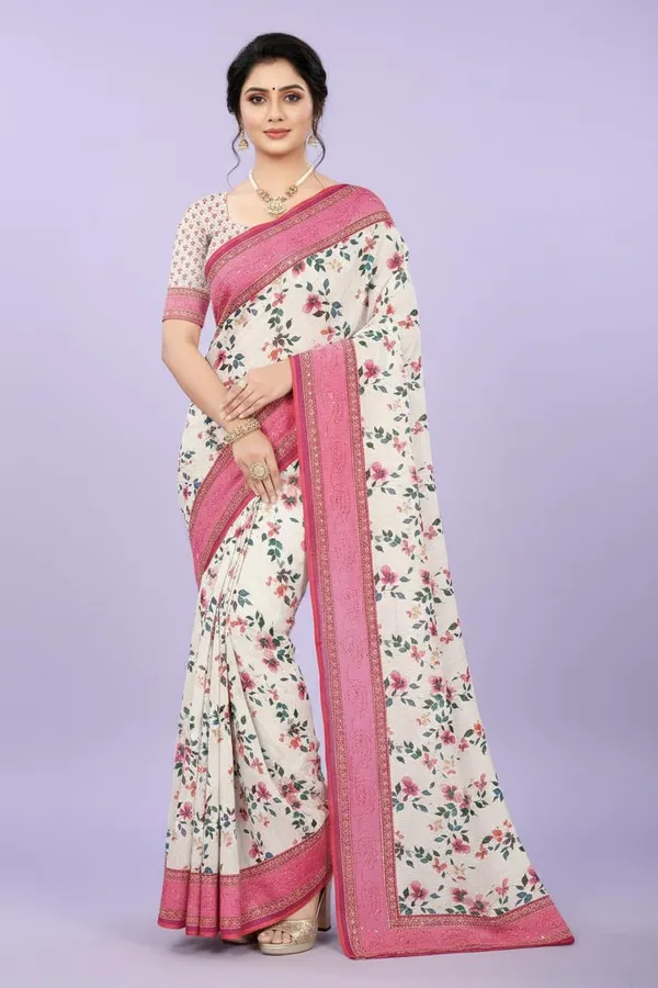 White_Premium_Cotton_Saree_For_Women
