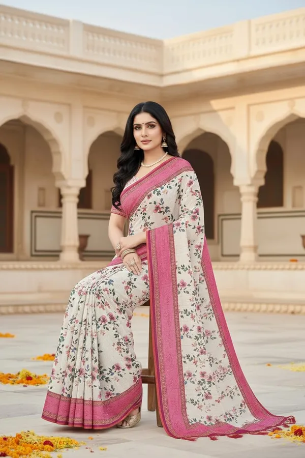 White_Premium_Cotton_Saree_For_Women