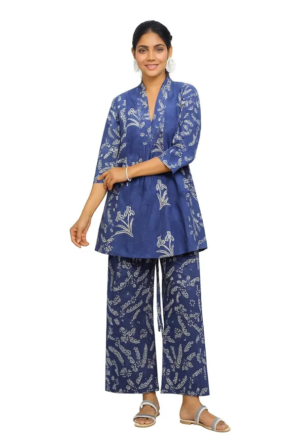 Blue_Premium_Rayon_Slub_Co-Ord_Set_For_Women