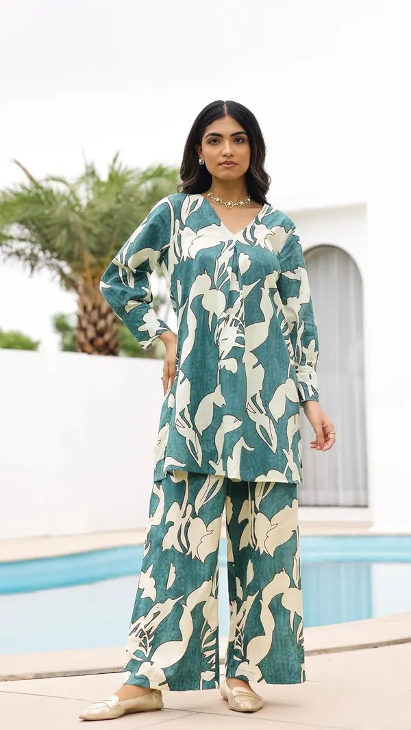 Blue_Premium_Rayon_Slub_Co-Ord_Set_For_Women