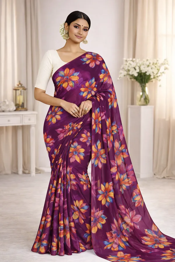 Deep_Plum_goergette_Saree
