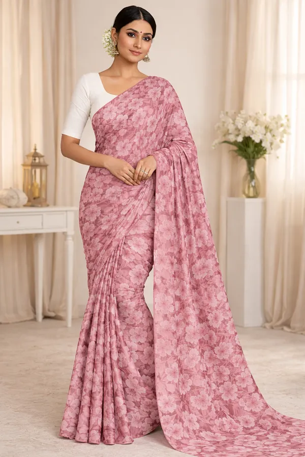 Dusty_Rose_Pink_georgette_saree
