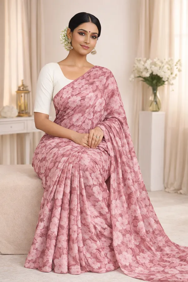Dusty_Rose_Pink_georgette_saree