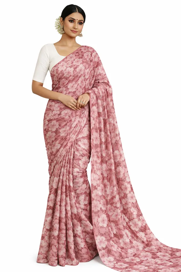 Dusty_Rose_Pink_georgette_saree