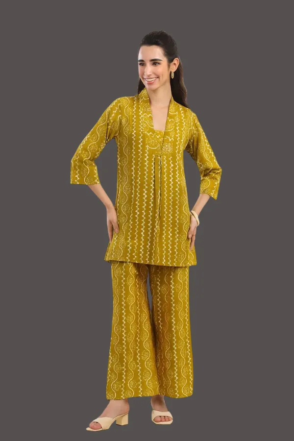 Mustard_Premium_Rayon_Slub_Kurta_Set_For_Women