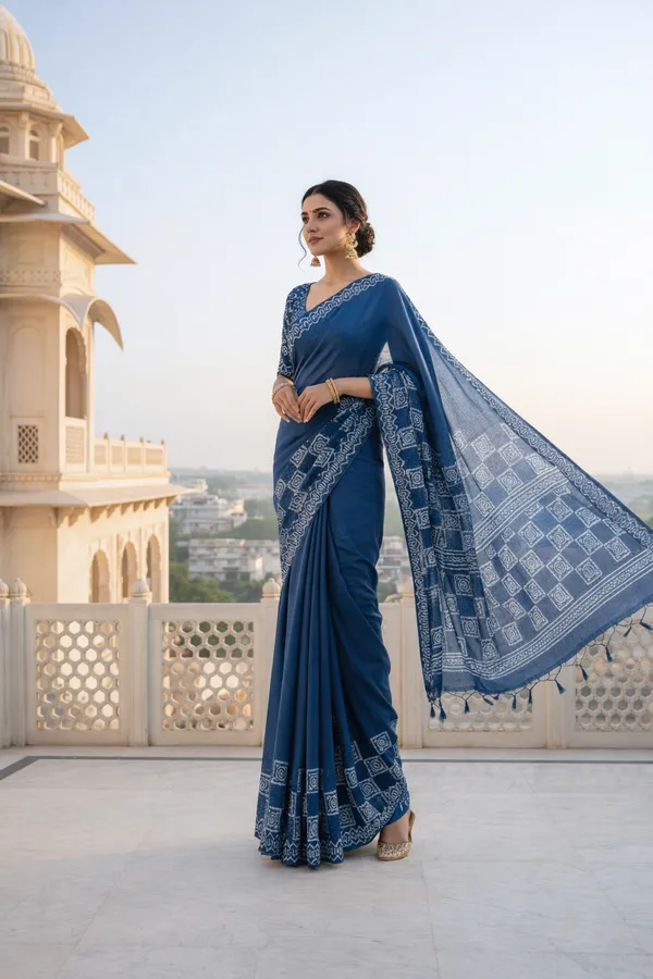 pure_cotton_indigo_color_bandhni_print_saree