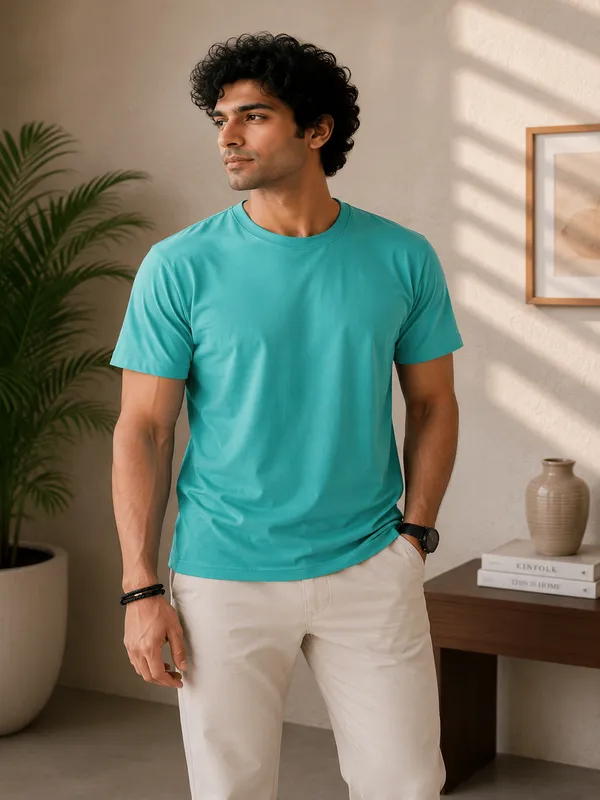 Men's_Cotton_T-shirt,_Teal_Blue