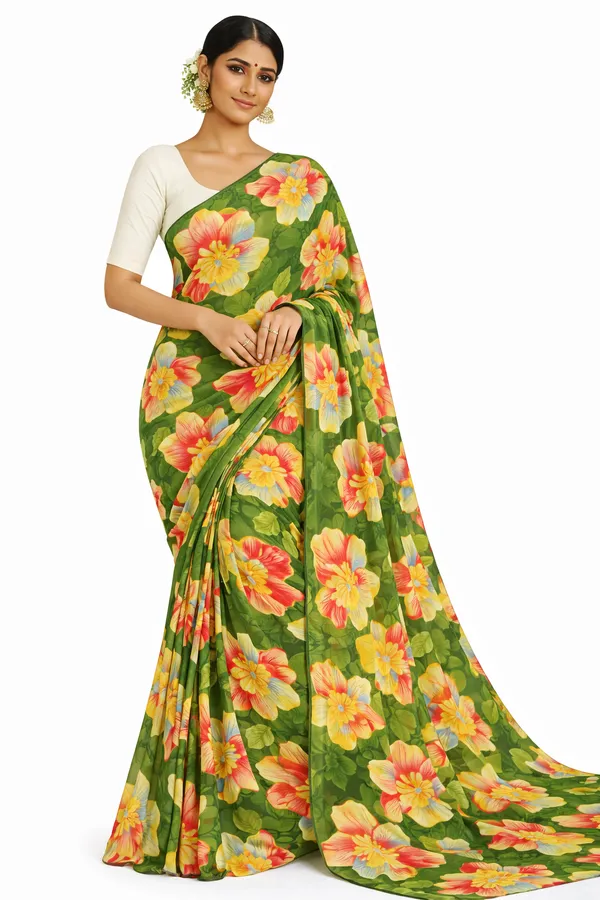 Meadow_Green_Botanical_Grace_Georgette_saree