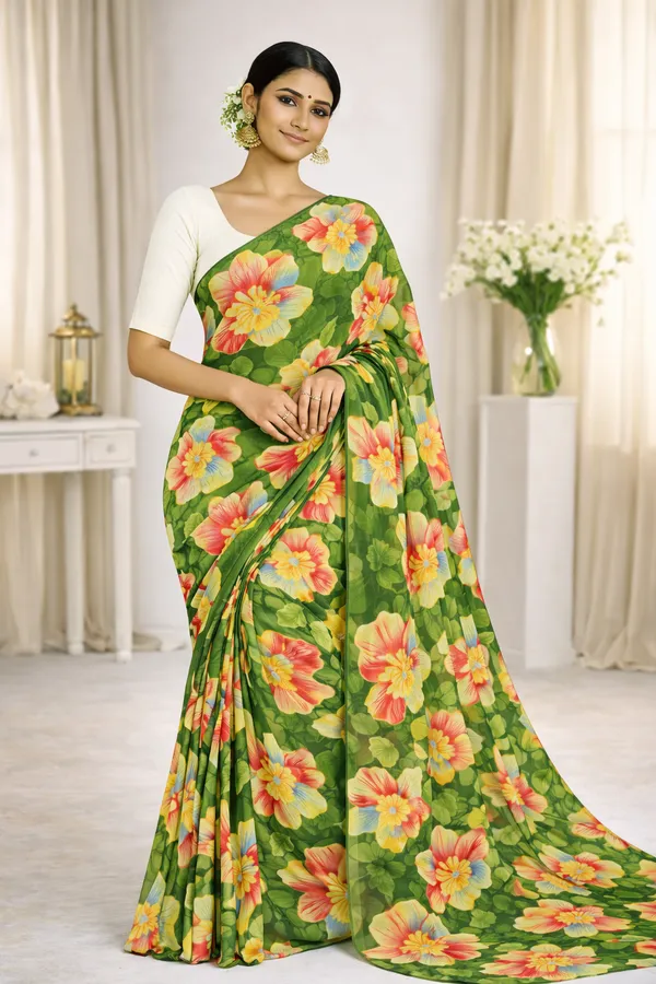 Meadow_Green_Botanical_Grace_Georgette_saree
