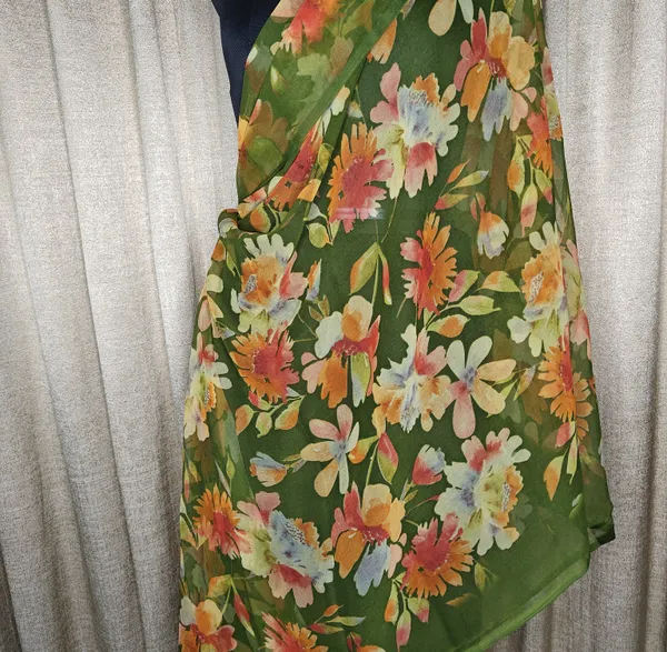 Moss_Green_Floral_georgette_saree