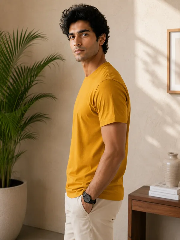 Men's_Cotton_T-shirt,_Musturd