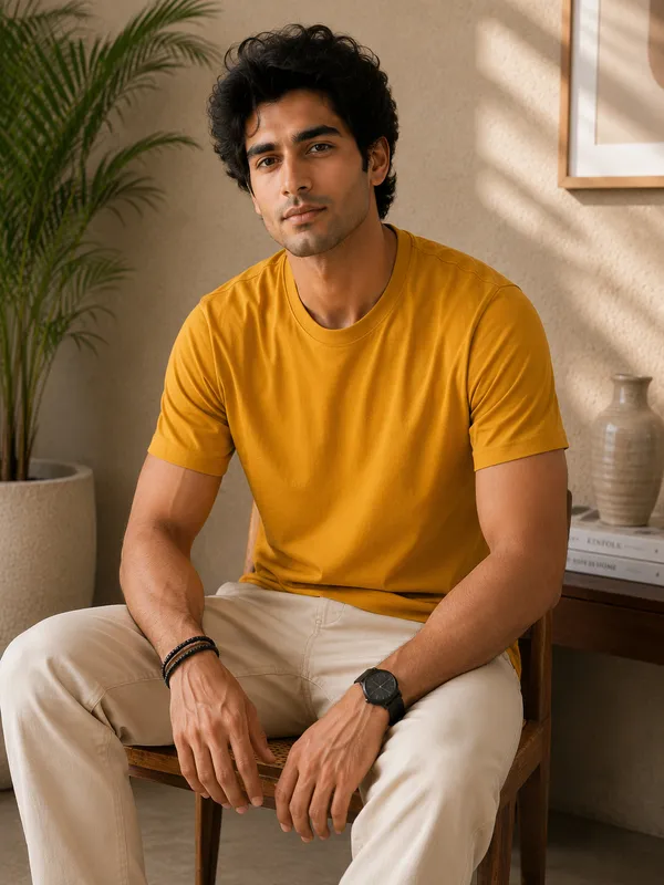 Men's_Cotton_T-shirt,_Musturd