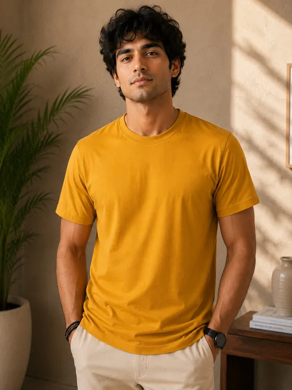 Men's_Cotton_T-shirt,_Musturd