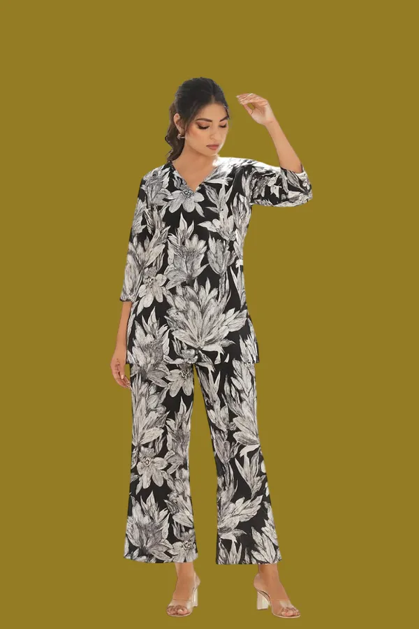 White_and_Black_Cotton_Co-Ord_Set_For_Women