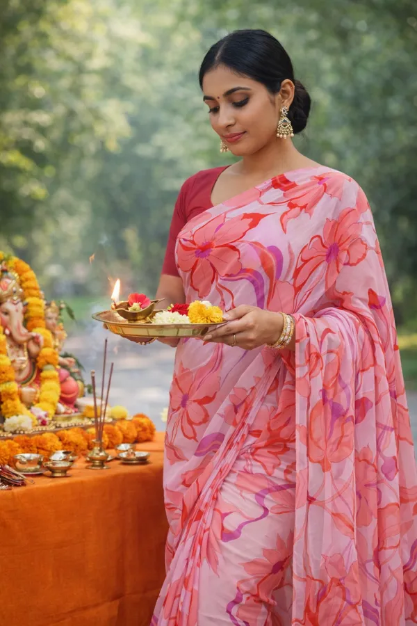 pink_georgette_saree