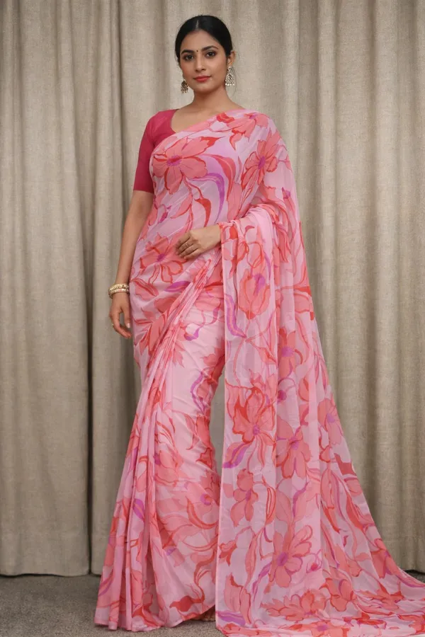 pink_georgette_saree