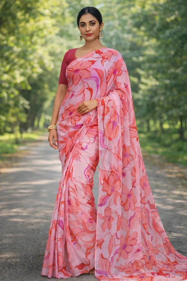 pink_georgette_saree