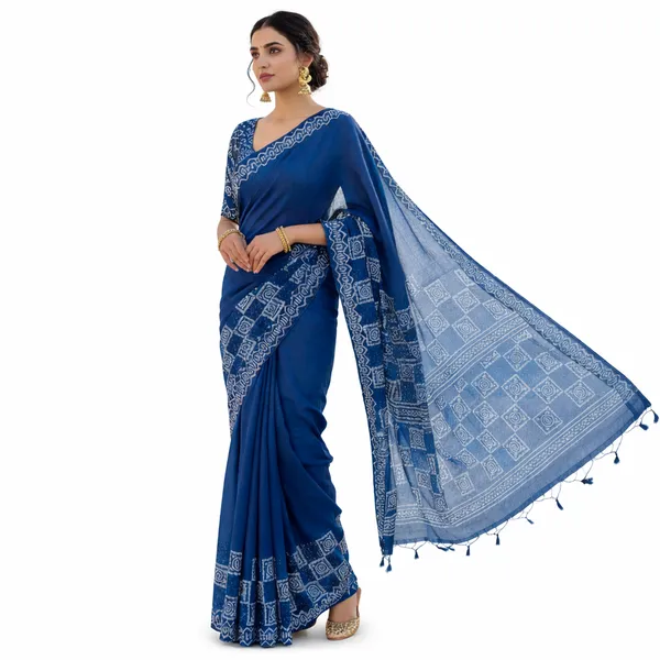 pure_cotton_indigo_color_bandhni_print_saree