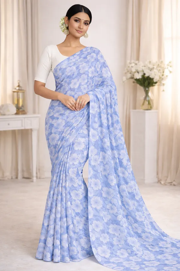 Powder_Blue_Floral_printed_georgette_saree