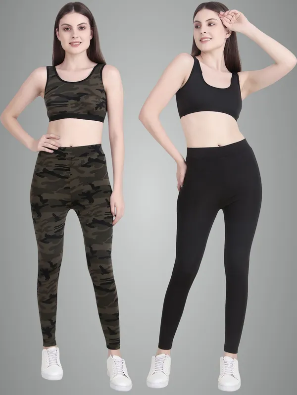 Olive_Green_Camouflage_And_Black_Lycra_Blend_Solid_Printed_Tights_And_Sport_Bras_For_Women_Pack_Of_4