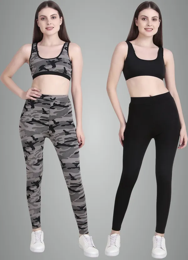 Camouflage_And_Black_Lycra_Blend_Solid_Printed_Tights_And_Sport_Bras_For_Women_Pack_Of_4