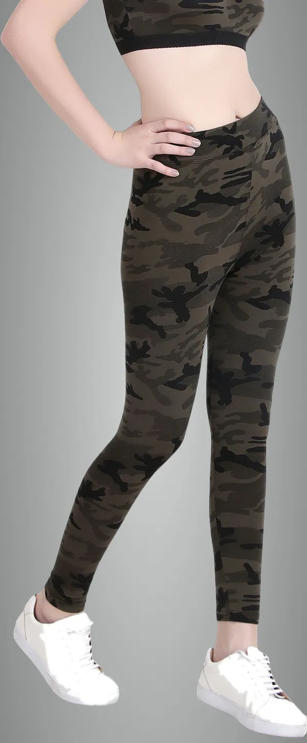 Olive_Green_And_Black_Lycra_Blend_Printed_Solid_Tights_For_Women_Pack_Of_2
