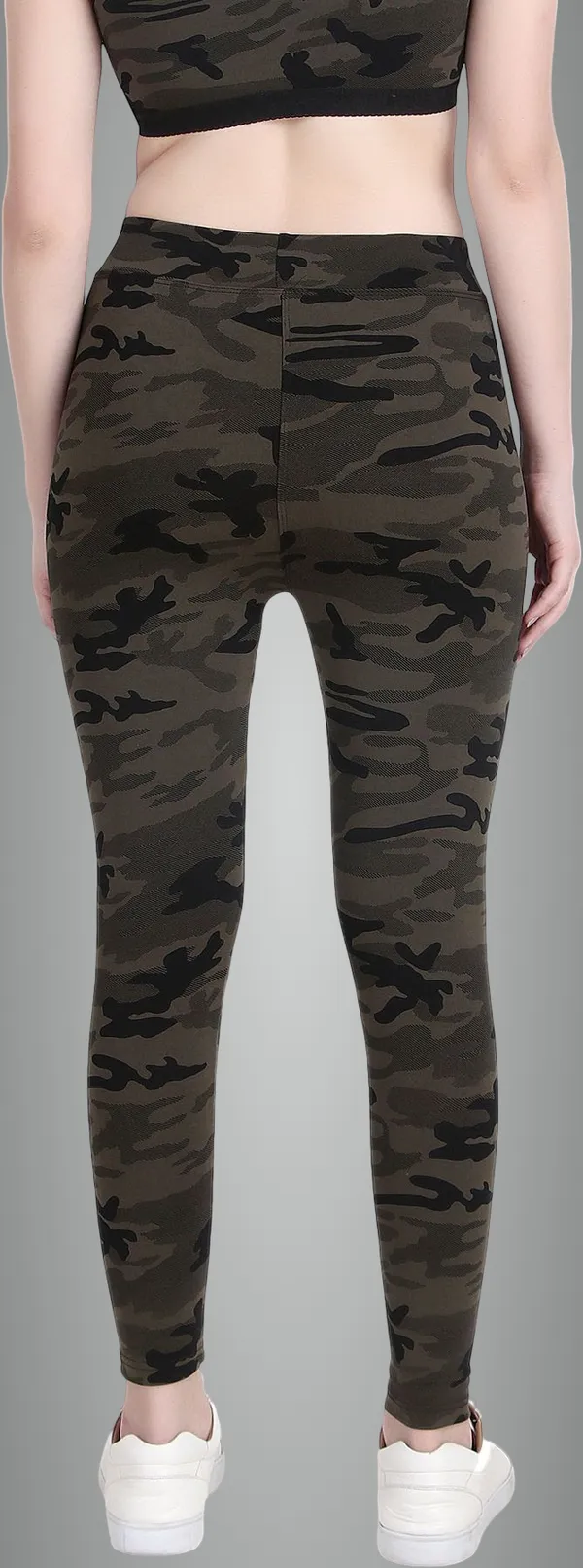 Olive_Green_And_Black_Lycra_Blend_Printed_Solid_Tights_For_Women_Pack_Of_2
